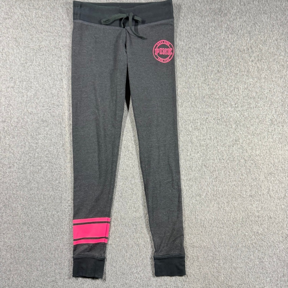 Victoria's Secret PINK Yoga Leggings Gray Pink Stripe Logo Joggers Small S P